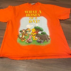 Vintage Disney Orange Winnie the Pooh 'What a Honey of a Day!' Graphic Tee